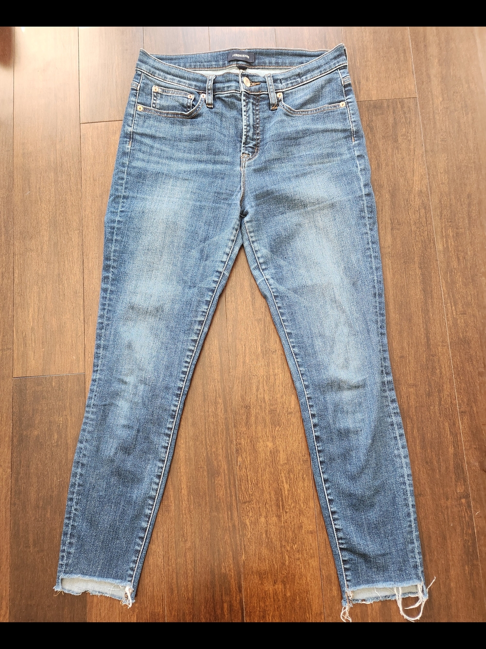 J Crew 9" Tooth Pick High Rise Skin Jean Raw Hem Size 29